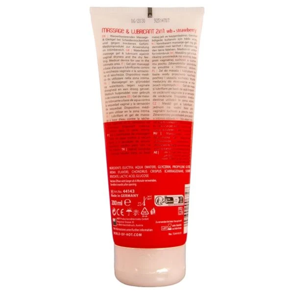 HOT Massage- en glijmiddel 2in1 aardbeigeur 200 ml