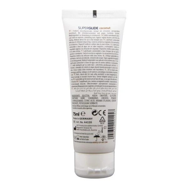 HOT Superglide eetbaar glijmiddel op waterbasis met kokossmaak, 75 ml