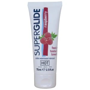 HOT Superglide edible water-based lubricant with raspberry flavor, 75 ml