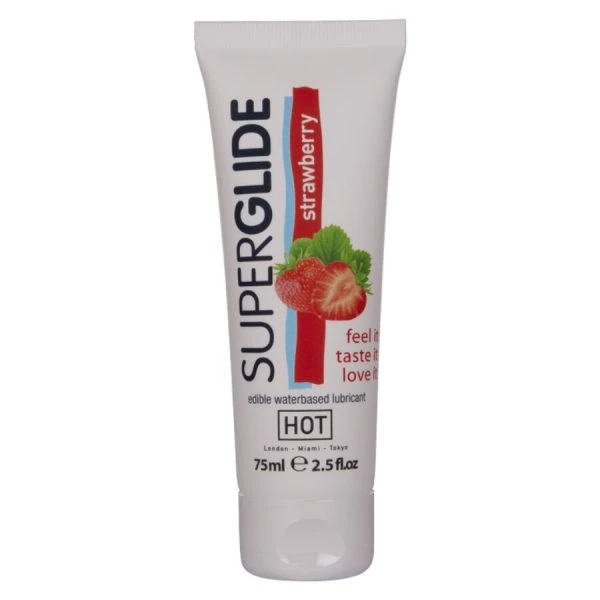 HOT Superglide Eetbaar Glijmiddel op Waterbasis Aardbei 75 ml