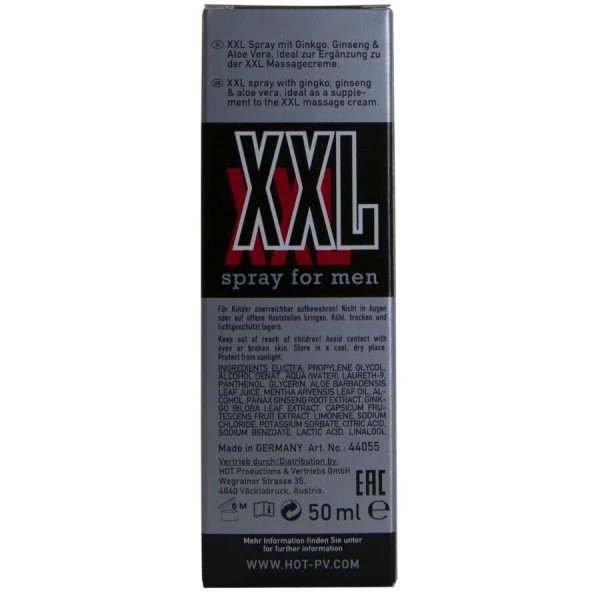 HOT XXL Spray voor mannen met Ginkgo, Ginseng en Aloë Vera 50 ml