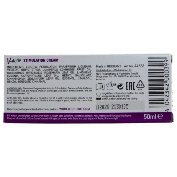 HOT Stimulatiecrème voor vrouwen met etherische oliën, 50 ml HOT Stimulatiecrème voor vrouwen met etherische oliën, 50 ml