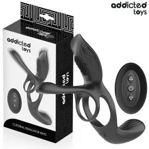 Addicted Toys Doppelter Penisring mit Klitorisstimulator, 10 Vibrationsmodi