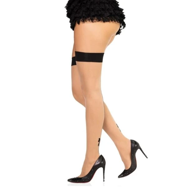 Leg Avenue Spandex-Strümpfe mit Nähten im Hinterteil, Schwarz