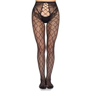 Leg Avenue Netkous met open kruis, zwart Leg Avenue Netkous met open kruis, zwart - Afbeelding 1
