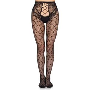 Leg Avenue Netkous met open kruis, zwart