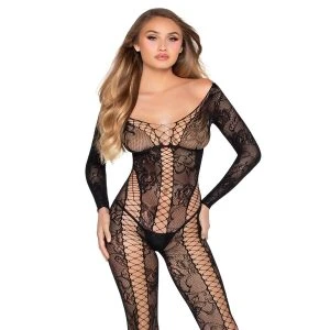 Leg Avenue Net- en kantjumpsuit zwart one-size