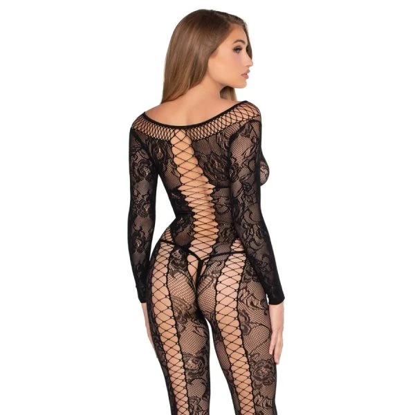 Leg Avenue Netz- und Spitzen-Jumpsuit schwarz Einheitsgröße