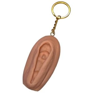 Diablo Picante Vagina-sleutelhanger van hardrubber, huidskleur