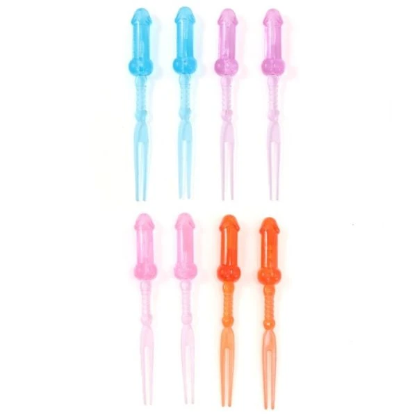 Diablo Picante gekleurde penisspiesjes, 8 stuks partygrap