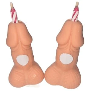 Diablo Picante Penis-verjaardagskaarsen met cijfers, huidskleur, 2 stuks