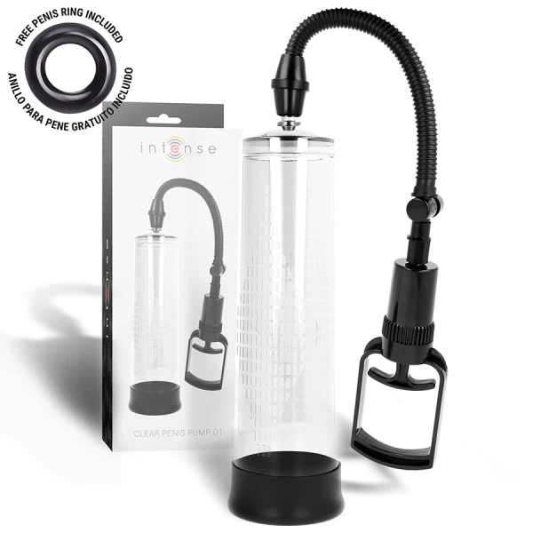 Intense FOR HIM Penispomp met manometer, transparant, 20 cm lengte