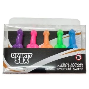 Diablo Picante 5 Penis-Shaped Candles in Various Colors