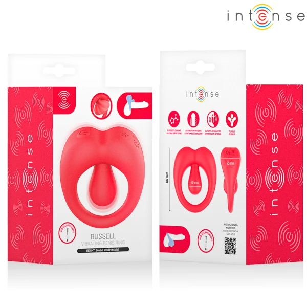 Intense for Him Russell Vibrerende Penisring met Clitorisstimulator rood Intense for Him Russell Vibrerende Penisring met Clitorisstimulator rood