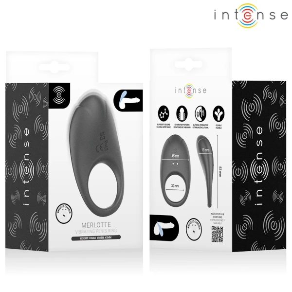 Intense FOR HIM Penisring met Clitorisstimulator Merlotte, zwart