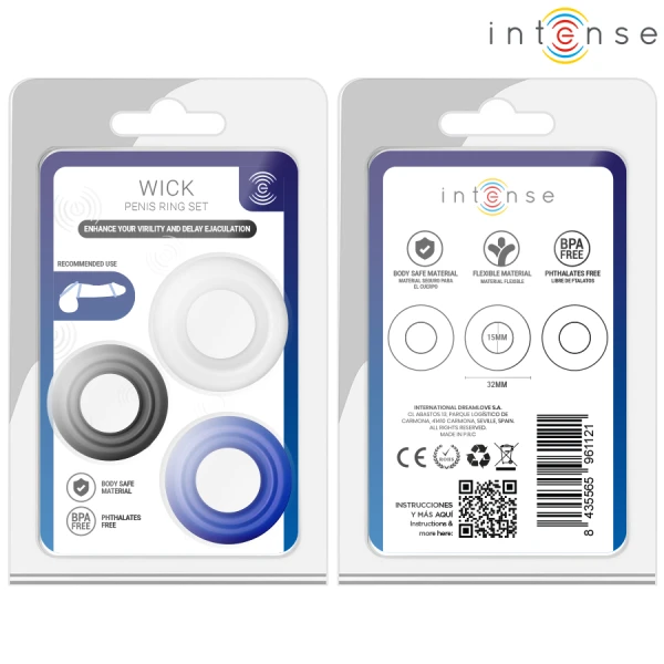 Intense FOR HIM Penisring-Set met 3 ringen in verschillende kleuren