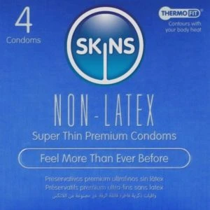 Skins Latex-Free Condoms 4-Pack, ultra-thin and transparent
