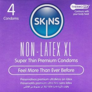 Skins Latexvrije Condooms XL, verpakking van 4 – extreem dun en hypoallergeen Skins Latexvrije Condooms XL, verpakking van 4 – extreem dun en hypoallergeen - Afbeelding 1