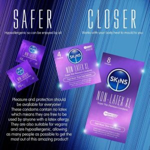Skins Latexvrije Condooms XL, verpakking van 4 – extreem dun en hypoallergeen Skins Latexvrije Condooms XL, verpakking van 4 – extreem dun en hypoallergeen - Afbeelding 4