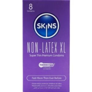 Skins Latex-Free Condoms XL 4-Pack, ultra-thin and transparent