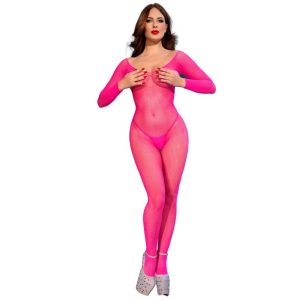 Chilirose Corsets Neon Pink Mesh Bodystocking S/M Chilirose Corsets Neon Pink Mesh Bodystocking S/M - Afbeelding 1