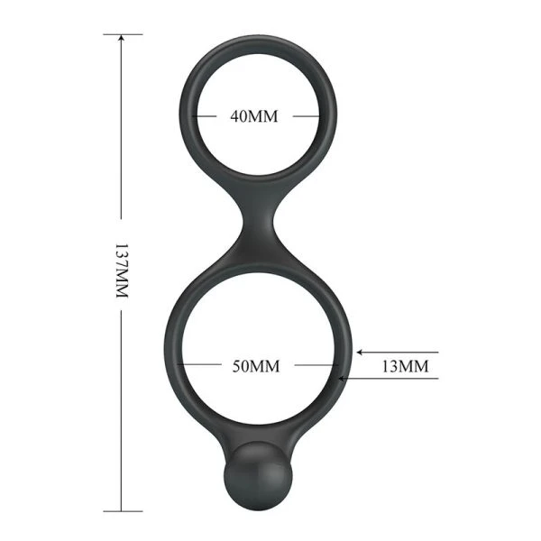 Crazy Bull Double Penis and Testicle Ring in Black Silicone Crazy Bull Double Penis and Testicle Ring in Black Silicone