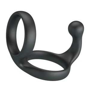 Crazy Bull Doppel-Penis- und Hodenring aus Silikon schwarz