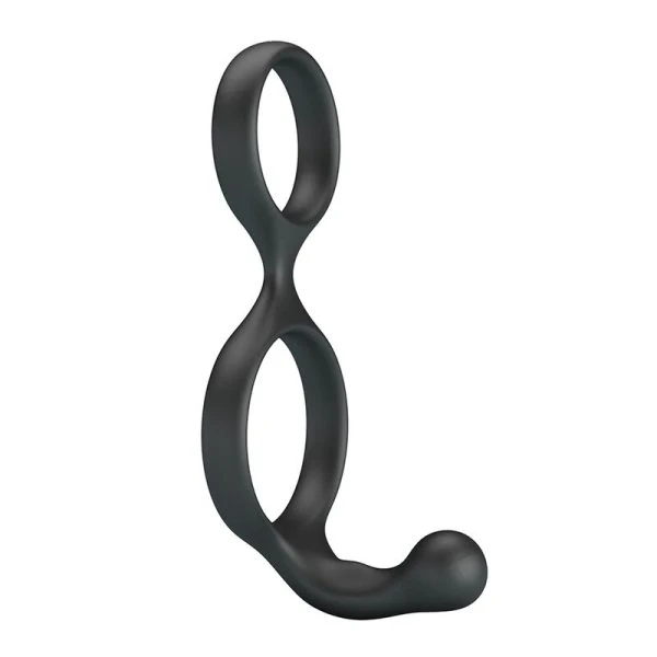 Crazy Bull Double Penis and Testicle Ring in Black Silicone Crazy Bull Double Penis and Testicle Ring in Black Silicone