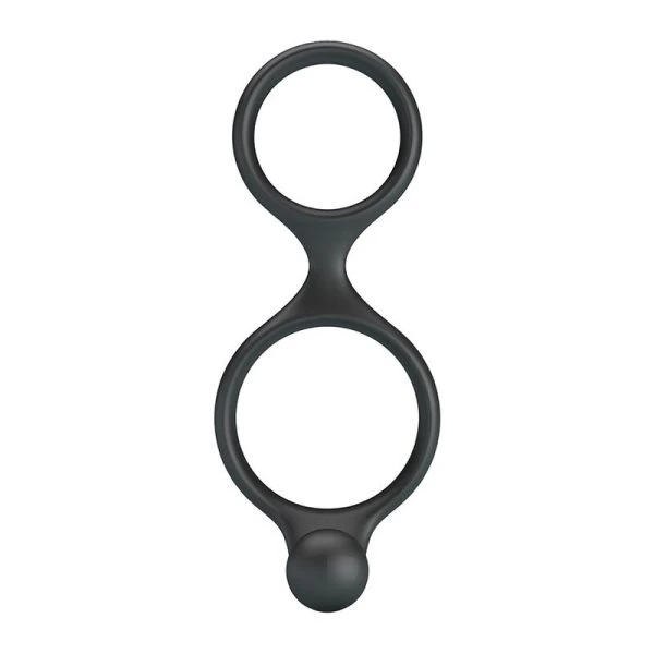 Crazy Bull Double Penis and Testicle Ring in Black Silicone Crazy Bull Double Penis and Testicle Ring in Black Silicone