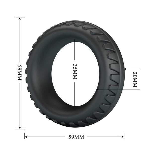 Crazy Bull Merritt Textured Silicone Penis Ring Black
