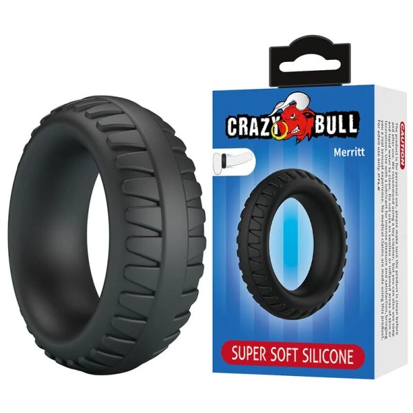 Crazy Bull Merritt Textured Silicone Penis Ring Black
