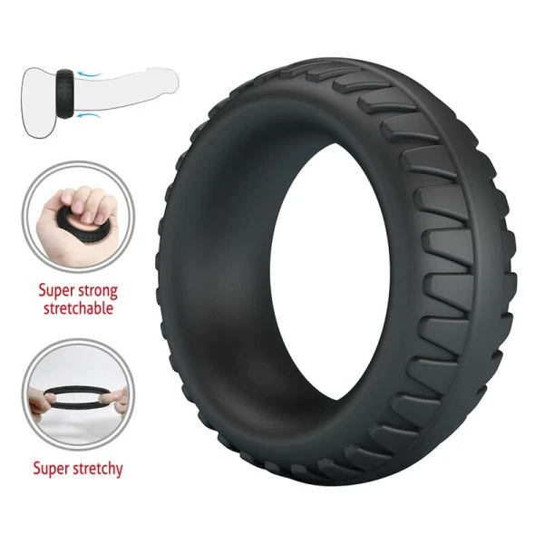 Crazy Bull Merritt Textured Silicone Penis Ring Black