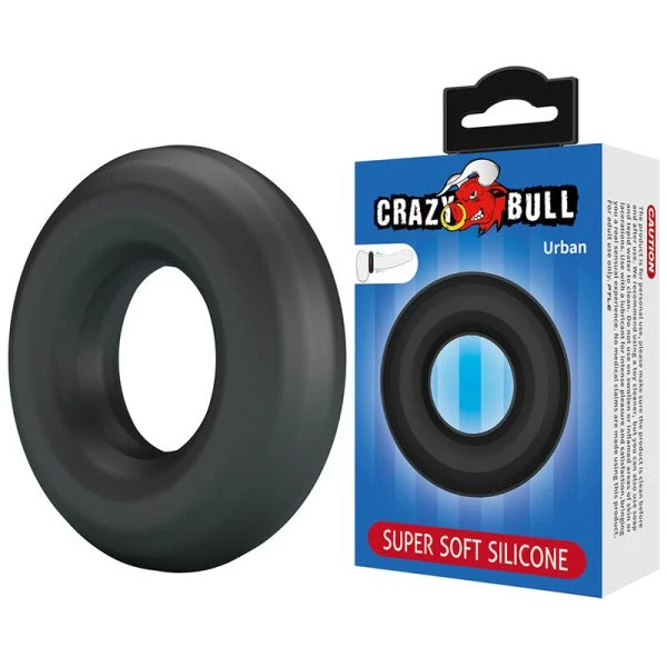 Crazy Bull Urban Supersoft Silicone Penis Ring Black