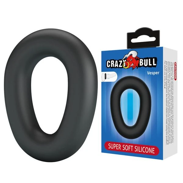 Crazy Bull Vesper Penisring van ultrazacht siliconen, zwart