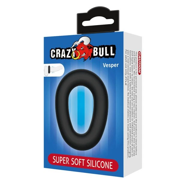 Crazy Bull Vesper Penisring van ultrazacht siliconen, zwart