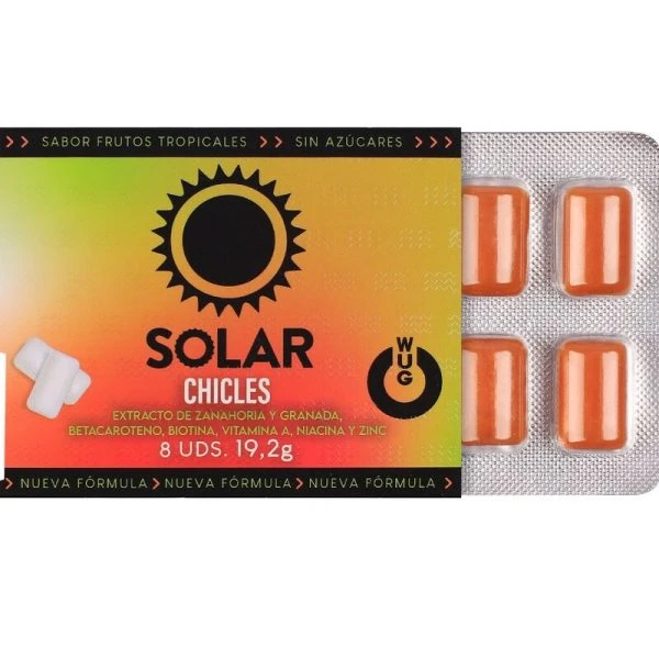 WUG GUM Nahrungsergänzungsmittel-Kaugummi WUG Solar für Hautvorbereitung, 8 Stück