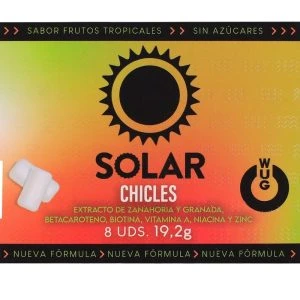WUG GUM voedingssupplement-kauwgom WUG Solar voor huidvoorbereiding, 8 stuks