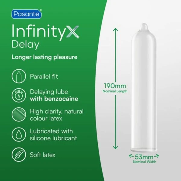 Pasante Delay Infinity Condooms 12 stuks met vertragingsformule