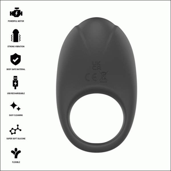 Intense FOR HIM Penisring met Clitorisstimulator Merlotte, zwart