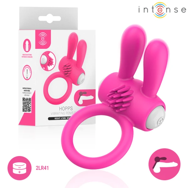 Intense FOR HIM Penisring Hopps met clitorisstimulatie, vibratie, roze