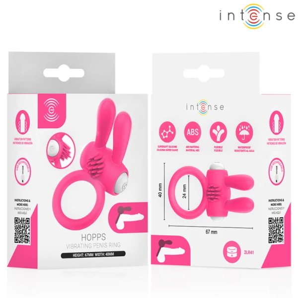 Intense FOR HIM Penisring Hopps met clitorisstimulatie, vibratie, roze
