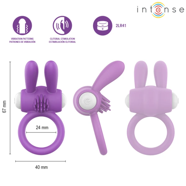 Intense FOR HIM Hopps vibrerende penisring met clitorisstimulatie, paars Intense FOR HIM Hopps vibrerende penisring met clitorisstimulatie, paars