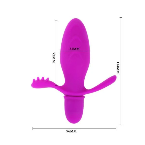 Anal Toys Pretty Love Flirtation Fitch Vibrator met Clitorisstimulator, 11 cm