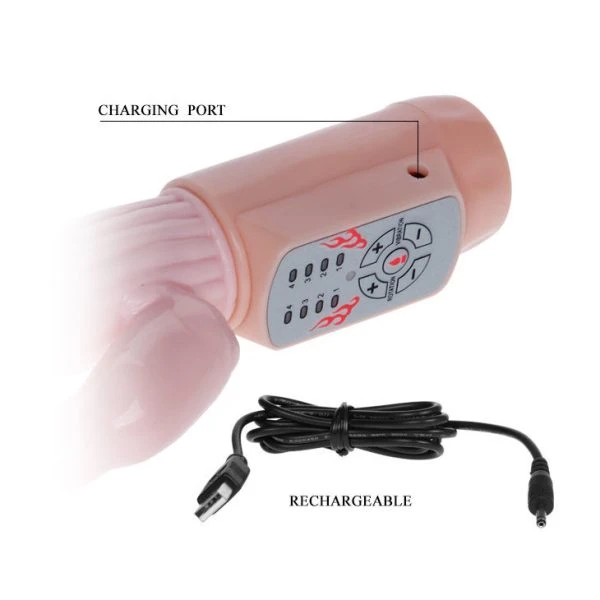 Baile Rotations Fire Bunny Vibrator met Rotator en Verwarmingsfunctie, 220x30mm Baile Rotations Fire Bunny Vibrator met Rotator en Verwarmingsfunctie, 220x30mm