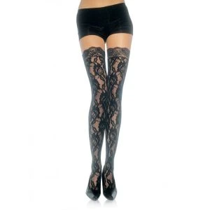LEG Avenue Hosiery Floral Spitzenstrümpfe schwarz O/S