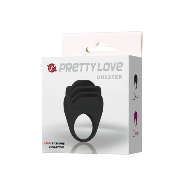 FOR HIM Pretty Love Chester Vibratorring van siliconen zwart