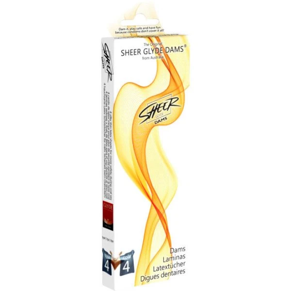 Sheer Glyde Latex-dam voor orale seks, colasmaak, 4 stuks