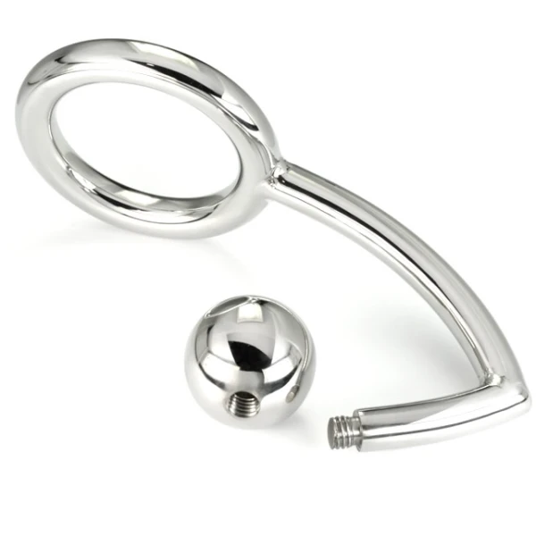 Metal Hard Penisring met Anaalhaak 45 mm van Chirurgenstaal