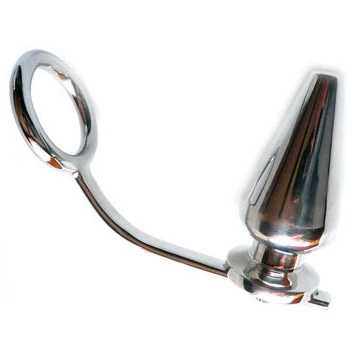 Metal Hard Cockring mit Analplug aus Chirurgenstahl 45x50 mm