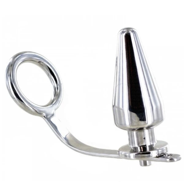 Metal Hard Cockring met Anaalplug van Chirurgenstaal 80 x 55 mm